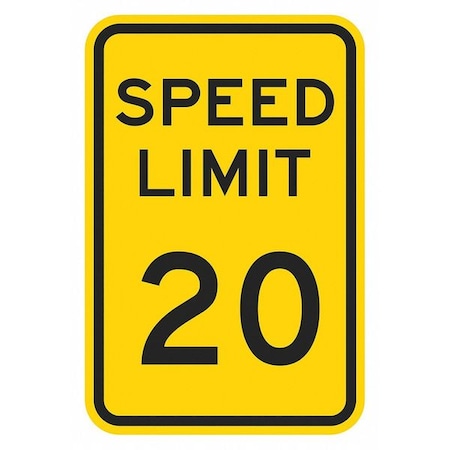 LYLE Speed Limit Warning Traffic Sign, 18 in H, 12 in W, Aluminum, Vertical Rectangle, T1-5018-EG_12x18