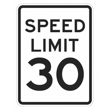 LYLE Speed Limit 30 Traffic Sign, 18 in H, 12 in W, Aluminum, Vertical Rectangle, T1-5023-DG_12x18