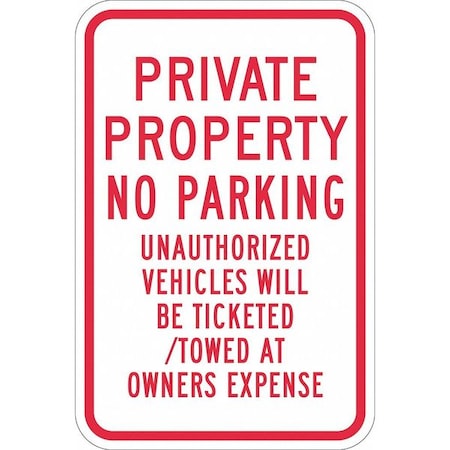 LYLE Private Property No Parking Sign, 24"x18, T1-1169-EG_18x24