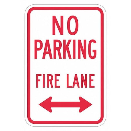 LYLE No Parking Fire Lane Parking Sign, 12 in W, 18 in H, English, Aluminum, White