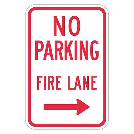 LYLE No Parking Fire Lane (Right Arrow) Parking Sign, 18 in Height, 12 in Width, Aluminum, English