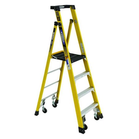 WERNER 7 ft Fiberglass Podium Stepladder, 375 lb Capacity