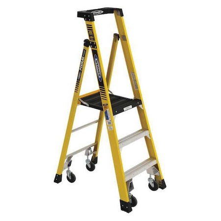 WERNER 6 ft Fiberglass Podium Stepladder, 375 lb Capacity