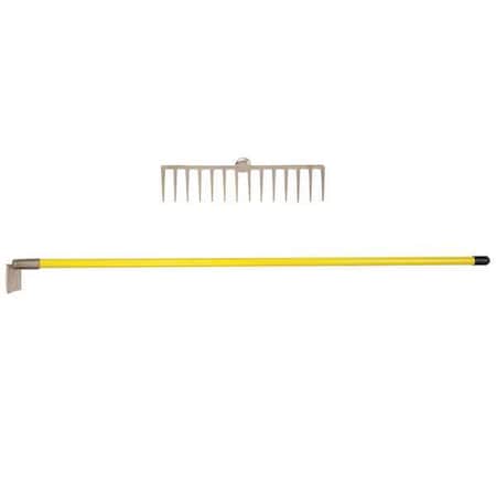 AMPCO SAFETY TOOLS High Strength Nickel Aluminum Bronze Rake, 60 1/4 in L Fiberglass Handle
