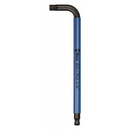 WERA Plain L Key Hex Key, 3/8 in Tip Size, 8 in Long, 9 in Short