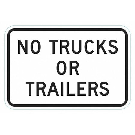 LYLE No Trucks Traffic Sign, 12 in H, 18 in W, Aluminum, Horizontal Rectangle, English, T1-6274-HI_18x12