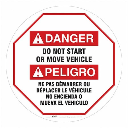 CONDOR Traffic Sign, 20 in Height, 20 in Width, Vinyl, Circle, English, French, Spanish