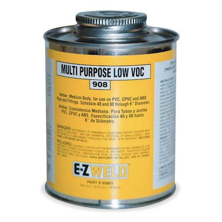 EZ WELD Cement, 32 Oz, Amber, PVC, CPVC, ABS