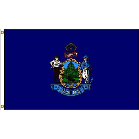 ANNIN FLAGMAKERS Maine Flag, 5x8 Ft, Nylon