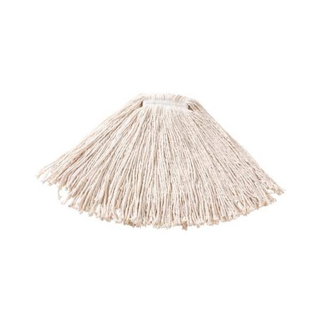 RUBBERMAID COMMERCIAL 1 in String Wet Mop, 16 oz Dry Wt, Slide On Connection, Cut-End, White, Cotton, FGF11600WH00