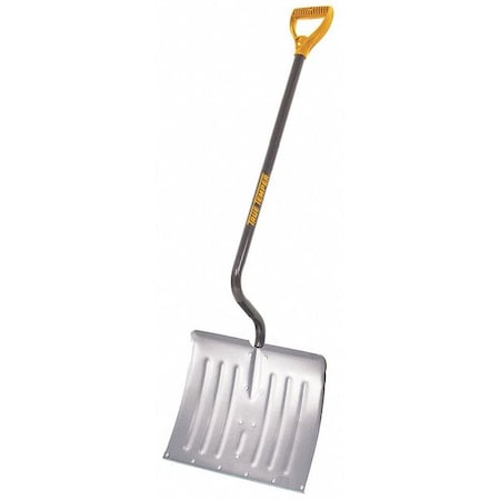 N/A Snow Shovel, 18 in W x Aluminum, Plastic Blade, 39 in L Steel Handle