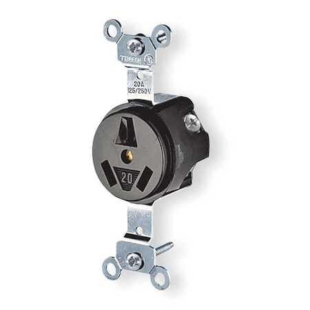 HUBBELL WIRING DEVICE-KELLEMS Straight Blade Receptacle, 10-20R, 20 A, 125/250V AC, 3 Pole, 3 Wire, Flush Mount, Non-Grounded