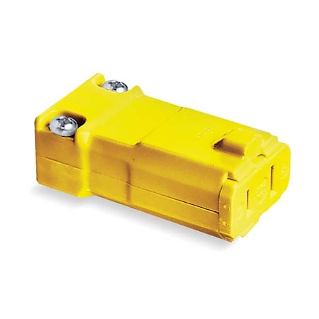 HUBBELL WIRING DEVICE-KELLEMS Straight Blade Connector, 1-15R, 15 A, 125V AC, 2 Pole, 2 Wire, Screw Terminals, Yellow
