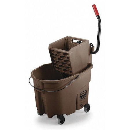 RUBBERMAID COMMERCIAL 8 3/4 gal WaveBrake Side Press Mop Bucket and Wringer, Brown, Polypropylene