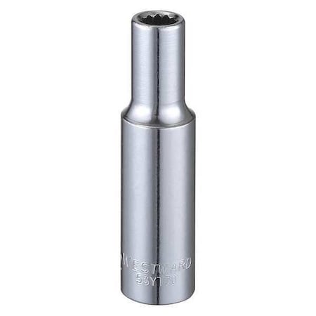 WESTWARD 3/8 in Drive, 9/32" Triple Square SAE, Socket, 12 Points, Steel, Chrome, 9/32 in