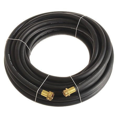 CONTINENTAL 1/2 in ID x 75 ft L Garden Hose, EPDM Tube, Black, Brass x Brass Fitting