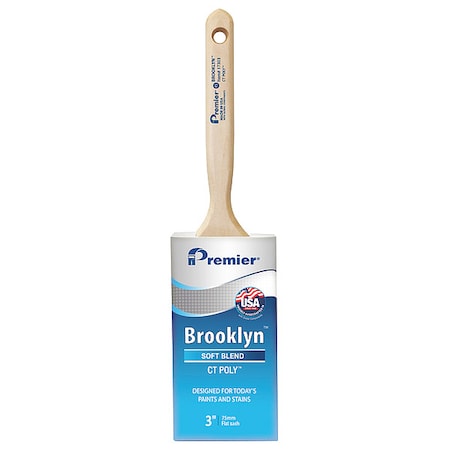 PREMIER 3" Flat Sash Soft, Polyester Bristle, Paint Brush, Hardwood Handle