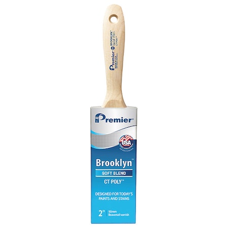 PREMIER 2" Flat Sash Soft, Polyester Bristle, Paint Brush, Hardwood Handle