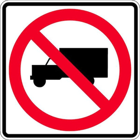 LYLE No Trucks Traffic Sign, 24 in H, 24 in W, Aluminum, Square, No Text, R5-2-24DA
