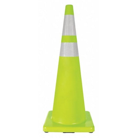 N/A Traffic Cone, PVC, High-Intensity Prismatic, 36 in Height, 10 lb, Lime