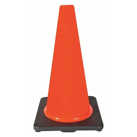 N/A Traffic Cone, Standard Shape, PVC, 18 in H, Orange, Non-Reflective, Black Base