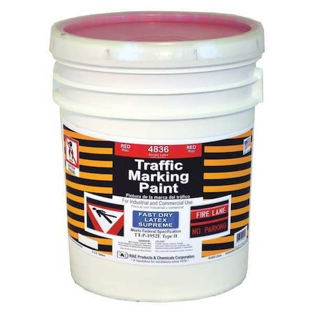 RAE Traffic Zone Marking Paint, 5 gal., Red, Latex Acrylic -Based