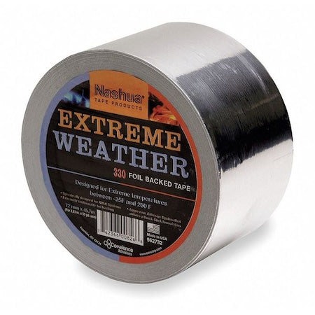 NASHUA Extreme Weather Foil Tape, 2 13/16 in W x 50 1/4 yd L, 3.5 mil Thick, Silver, 330X