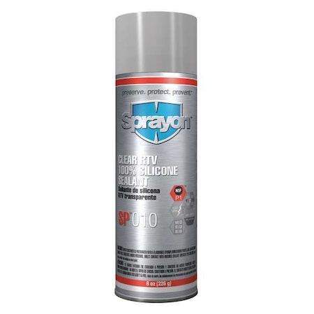 SPRAYON Mildew and Water Resistant Silicone Sealant, 8 oz, Clear, Temp Range 80 to 450 Degrees F