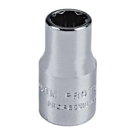 PROTO 1/4 in Drive, 7mm Triple Square Metric Socket, 12 Points, Steel, Chrome, 7 mm