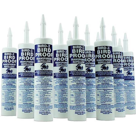 BIRD-X Bird Repellent, 10.5 oz, Gel, 12 in H, PK12