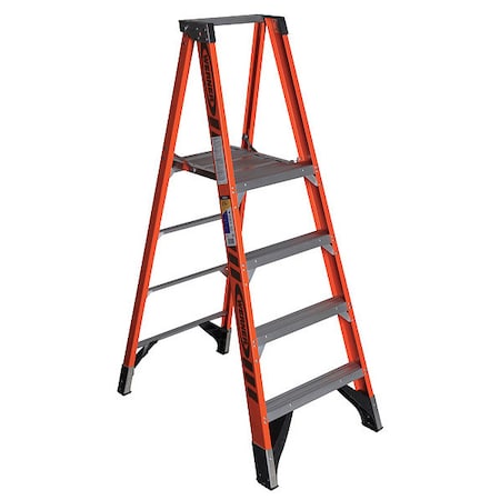 WERNER 6 ft Fiberglass Platform Stepladder, 375 lb Capacity