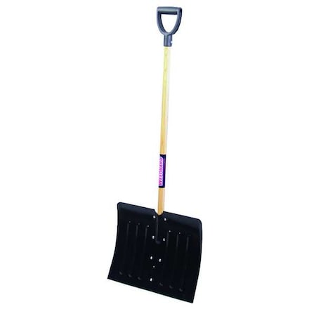 N/A Snow Shovel, 37 in Wood D-Grip Handle, Steel Blade Material, 18 in Blade Width