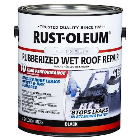 RUST-OLEUM Wet Roof Repair, Asphalt, Black, 0.9 gal