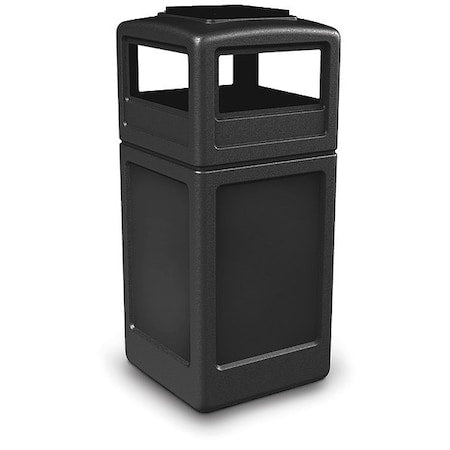 COMMERCIAL ZONE PRODUCTS PolyTec(TM) 42 gal Square Outdoor Can, Black, Dome Lid, Polyethylene, 18.5 in