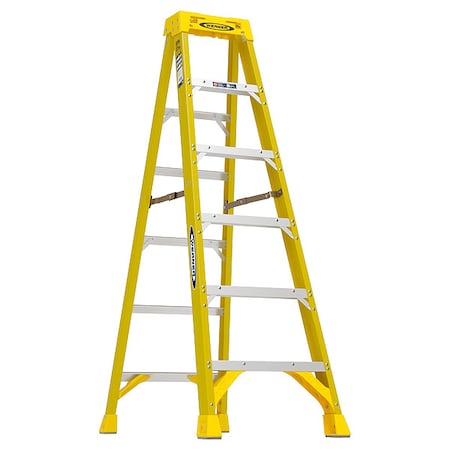 WERNER 6 ft Fiberglass Stepladder, 375 lb Capacity