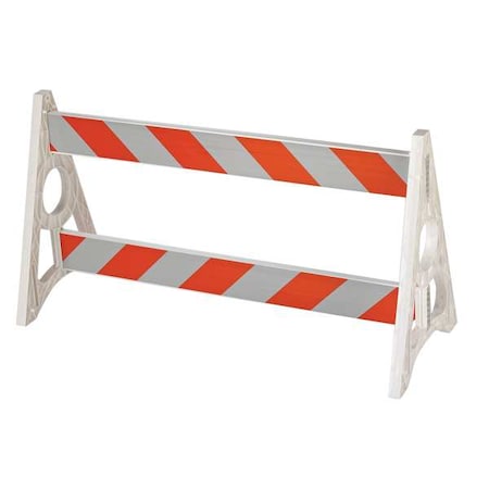 N/A Parade Barricade, 40 1/2 in Height, 72 in Length, Orange/White