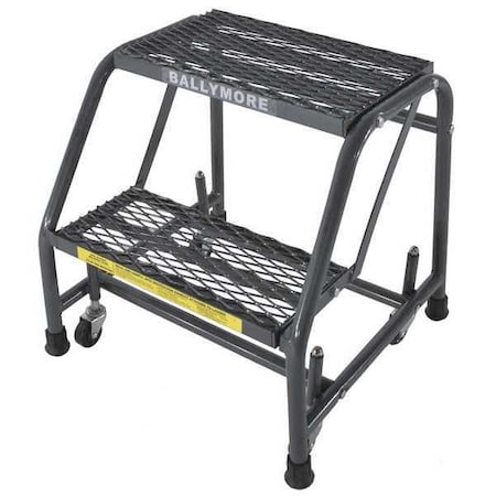 BALLYMORE 19 in H Steel Rolling Ladder, 2 Steps, 450 lb Load Capacity
