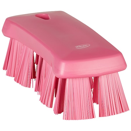 REMCO 2 5/8 in W Scrub Brush, Stiff, 6 7/8 in L Handle, 6 7/8 in L Brush, Pink, Polypropylene