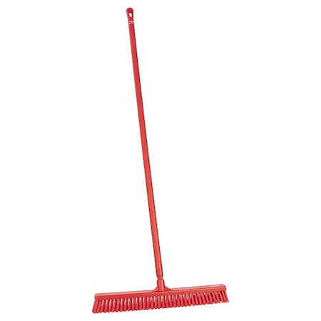 REMCO 24 in Sweep Face Push Broom, Soft/Stiff Combination, Red