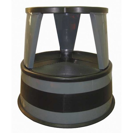 CRAMER Round Office Stool, 2 Steps, 350 lb Load Capacity, 14 1/2 in Overall Height, Steel, Slate