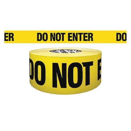 N/A Barricade Tape, Do Not Enter, Yellow, 3 in Wide x 500 ft Length, Polypropylene, 4 mil