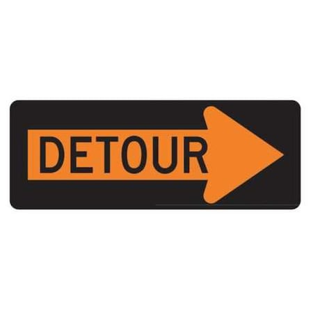 LYLE Detour Right Traffic Sign, 18 in Height, 48 in Width, Aluminum, Horizontal Rectangle, English