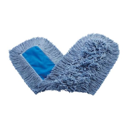 RUBBERMAID COMMERCIAL 36 in L Flat Dust Mop, Slide On Connection, Cut-End, Blue, Cotton