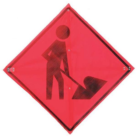 EASTERN METAL SIGNS AND SAFETY Workers Ahead Traffic Sign, 36 in W, 36 in H, Polyester, PVC, Orange