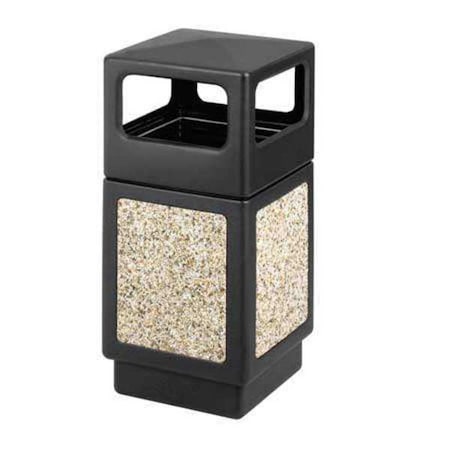 SAFCO Canmeleon 38 gal Square Outdoor Can, Black, None, Plastic, 18 1/4 in