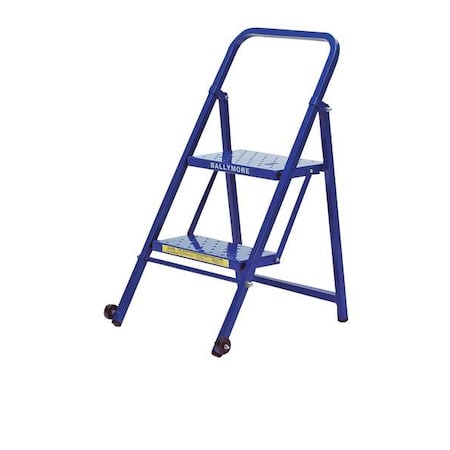 BALLYMORE 36 in H Steel Folding Rolling Ladder, 2 Steps, 300 lb Load Capacity