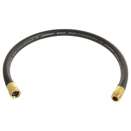 CONTINENTAL 1/2 in ID x 6 ft L Garden Leader Hose, EPDM Tube, Black, Brass x Brass Fitting