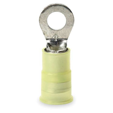3M Ring Terminal, #6 Stud Size, 10 AWG, 1, 000 V, Nylon Insulated, Yellow, Crimp Termination Only