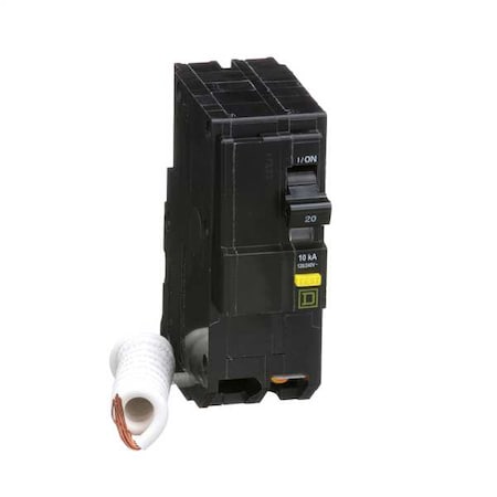 SQUARE D Miniature Circuit Breaker, QO Series, 20A, 2 Pole, 120/240V AC, 10kA at 120/240V AC, A Curve