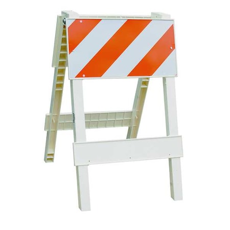N/A Type 1 Folding Barricade, Leg Frame, Polypropylene, 40 in H x 24 in W, Engineer, Orange/White